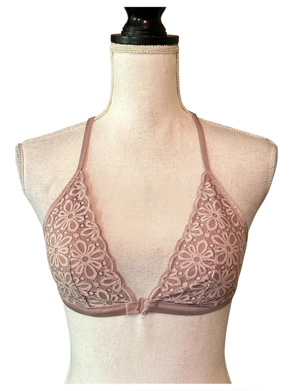 Victoria’s Secret Front Closure‎ Lace Triangle Cup Bralette SZ Small in Mauve